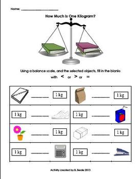 Weight - How Much Is One Kilogram - 1 page FREEBIE by Barb Beale