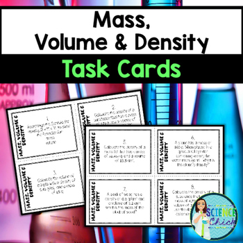 Preview of Mass, Volume & Density Task Cards - with or without QR codes