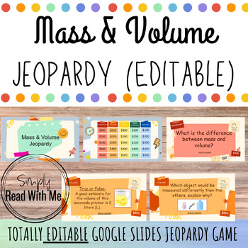 Preview of Mass & Volume Jeopardy Game (EDITABLE)