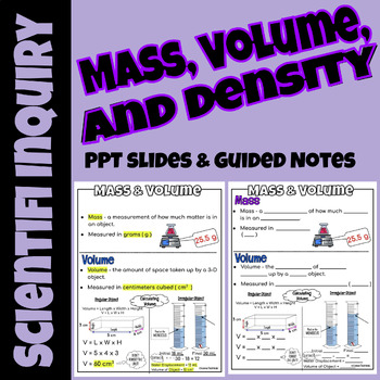 Preview of Mass, Volume, and Density Slides and Fill-in the Blank Guided Notes