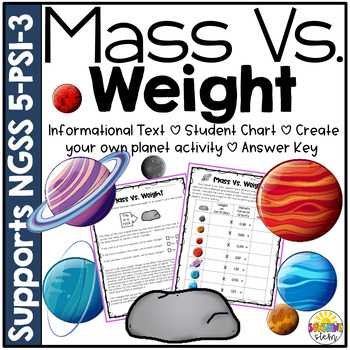Preview of Mass Vs. Weight with Bonus Resource!