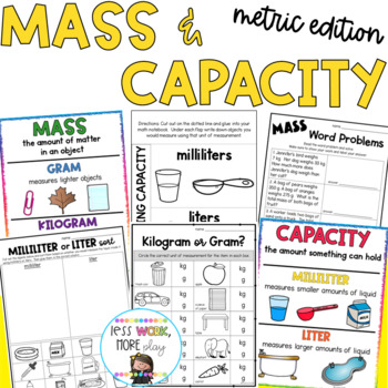 Preview of Mass and Capacity Activities: Grams, Kilograms, Milliliters and Liters