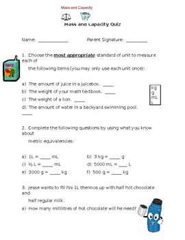 mass and capacity ontario curriculum teaching resources tpt