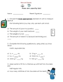 Mass and Capacity Quiz (Ontario curriculum)