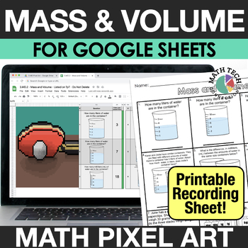Preview of Mass and Volume 3rd Grade Digital Math Pixel Art Center Review 3.MD.2