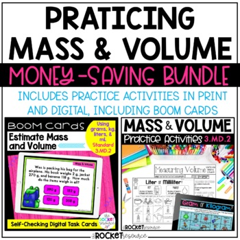 Preview of Mass and Volume Bundle | 3.MD.2 Practice in Print, Digital, and BOOM™ Cards