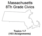 Massachusetts 8th Grade Civics Unit (103 PDF Assignments)