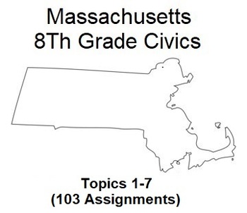 Preview of Massachusetts 8th Grade Civics Unit (103 WORD Assignments)