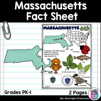 Preview of Massachusetts Fact Sheet for Early Readers - A State Study