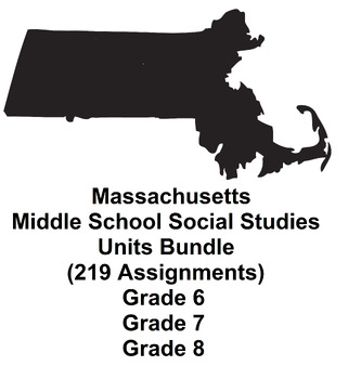 Preview of Massachusetts Middle School Social Studies Units  (219 WORD ASSIGNMENTS)