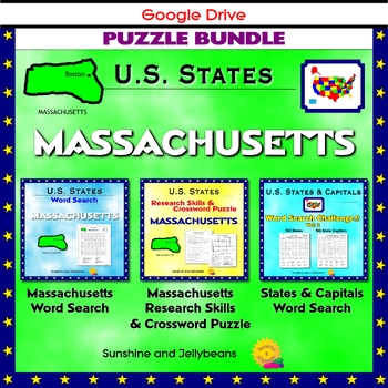 Preview of Massachusetts Puzzle BUNDLE - Word Search & Crossword - U.S States - Google