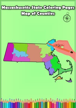 Preview of Massachusetts State Coloring Pages Map of Counties Highlighting Rivers Lakes Cit