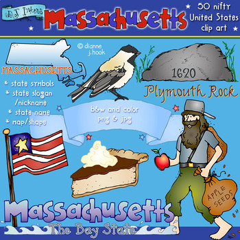 Preview of Massachusetts State Symbols Clip Art Download