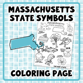 Preview of Massachusetts State Symbols Coloring Page | for PreK and Kindergarten 