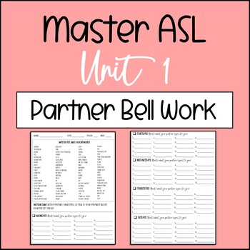 Preview of Master ASL Unit 1 Partner Bell Work