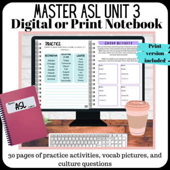 Preview of Master ASL Unit 3 Workbook (digital or print)