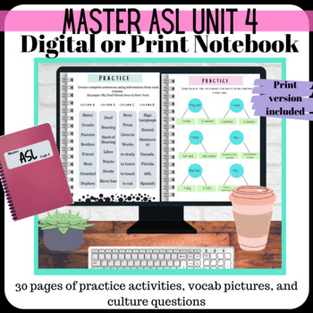 Preview of Master ASL Unit 4 Workbook- Print and Digital