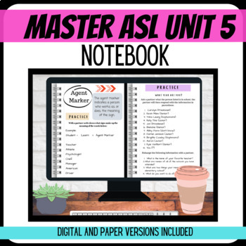 Preview of Master ASL Unit 5 Interactive Notebook (digital and Paper)