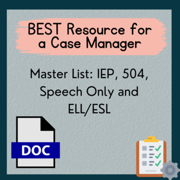 Preview of Master List to Organize IEP, 504, Speech Only and ELL/ESL Information