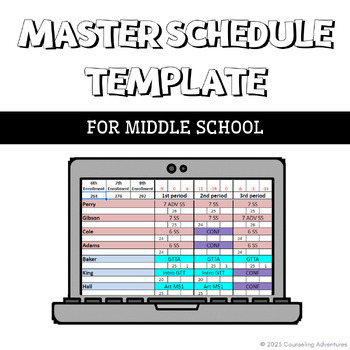 Preview of Master Schedule Template for Middle School