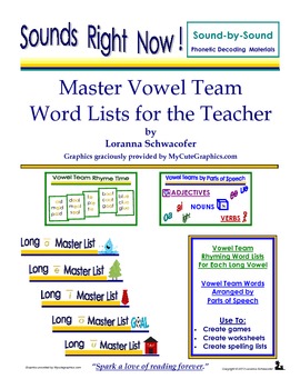 Preview of Master Vowel Team Word Lists for the Teacher