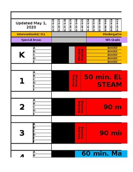 Preview of Master schedule sample for K-6 school.(editable resource)