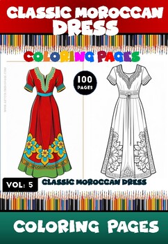 Preview of Master the Art of Moroccan Style: 100 Exquisite Dresses in Coloring Book Vol. 5