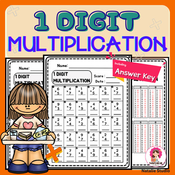Preview of Mastering 1-Digit Multiplication: Comprehensive Practice with Answer Key | Math
