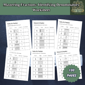 Preview of Mastering Fractions: Identifying Denominators Worksheet