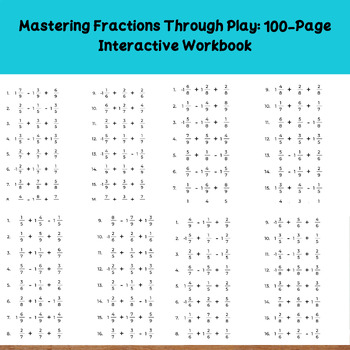 Preview of Mastering Fractions Through Play: 100-Page Interactive Workbook