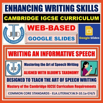 Preview of Mastering Informative Speech Writing for Cambridge IGCSE Students - Google Slide