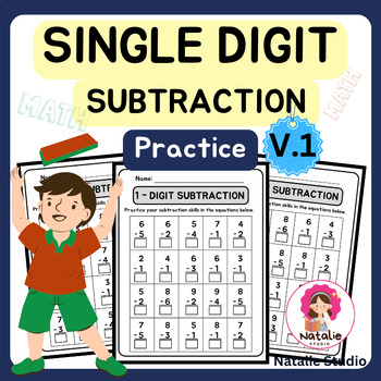 Preview of Mastering Math: Single Digit Subtraction Practice V.1 worksheet | Printable Math