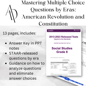 Preview of Mastering Multiple Choice Questions by Eras: American Revolution & Constitution
