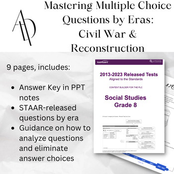 Preview of Mastering Multiple Choice Questions by Eras: Civil War & Reconstruction