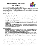 Mastering Multiplication and Division Mastery Worksheet Packet