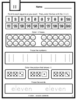 Mastering My Numbers: Number 11 Kindergarten Worksheets by ...
