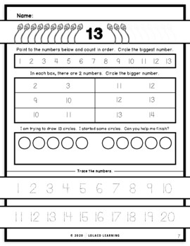 Mastering My Numbers: Number 13 Kindergarten Worksheets by LOLACO LEARNING