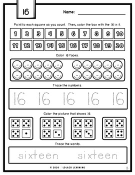 mastering my numbers number 16 kindergarten worksheets by lolaco learning