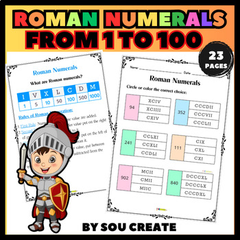 Preview of Mastering Roman Numerals from 1 to 100 - Math activities