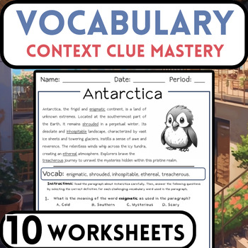 Preview of Mastering Test Vocabulary Independently with Context Clues Passages