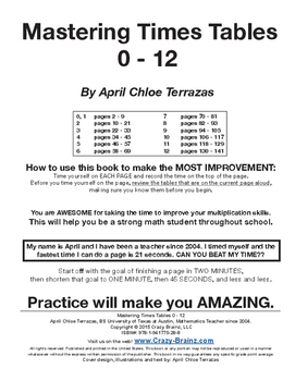 Preview of Mastering Times Tables - 0 to 12 practice - 140 practice pages by Cute Calculus