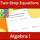 Two-Step Algebraic Equations Worksheet & Homework