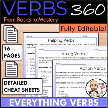 Preview of Mastering Verbs: Detailed Verbs Worksheets & Activities for Grades 3-7 Bundle