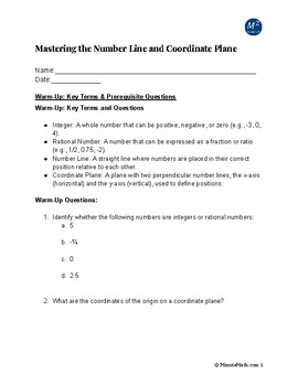 Preview of Mastering the Number Line and Coordinate Plane