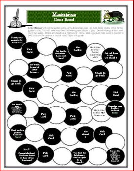 Preview of Masterpiece by Elise Broach Comprehension Game Board Activity