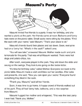 Masumi's Party by Evan-Moor Educational Publishers | TPT