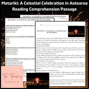 Preview of Matariki: A Celestial Celebration in Aotearoa Reading Comprehension Passage