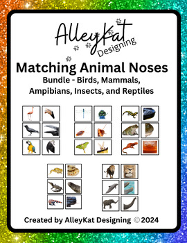 Preview of Match Animal Noses Bundle - Mammals, Insects, Birds, Reptiles, and Amphibians