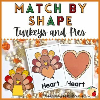 Preview of Match By Shape Cards - Thanksgiving Turkeys and Pumpkin Pies