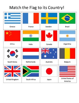 Winter Olympics Countries Flags Matching Game (Teacher-Made)